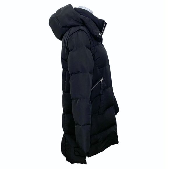 DEREK LAM 10 CROSBY 2 IN 1 BLACK PUFFER FUR HOOD FULL ZIP WINTER COAT & VEST - Picture 3 of 15